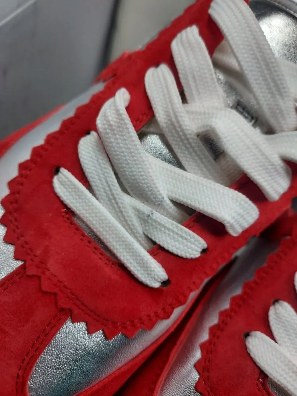 CHRISTIAN LOUBOUTIN MENS  Loubishark Red Silver Low Top Sneaker